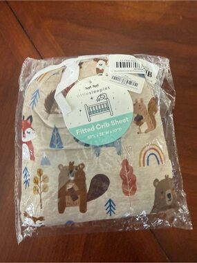 Little Sleepies Woodland Friends Beige Fitted Crib Sheet